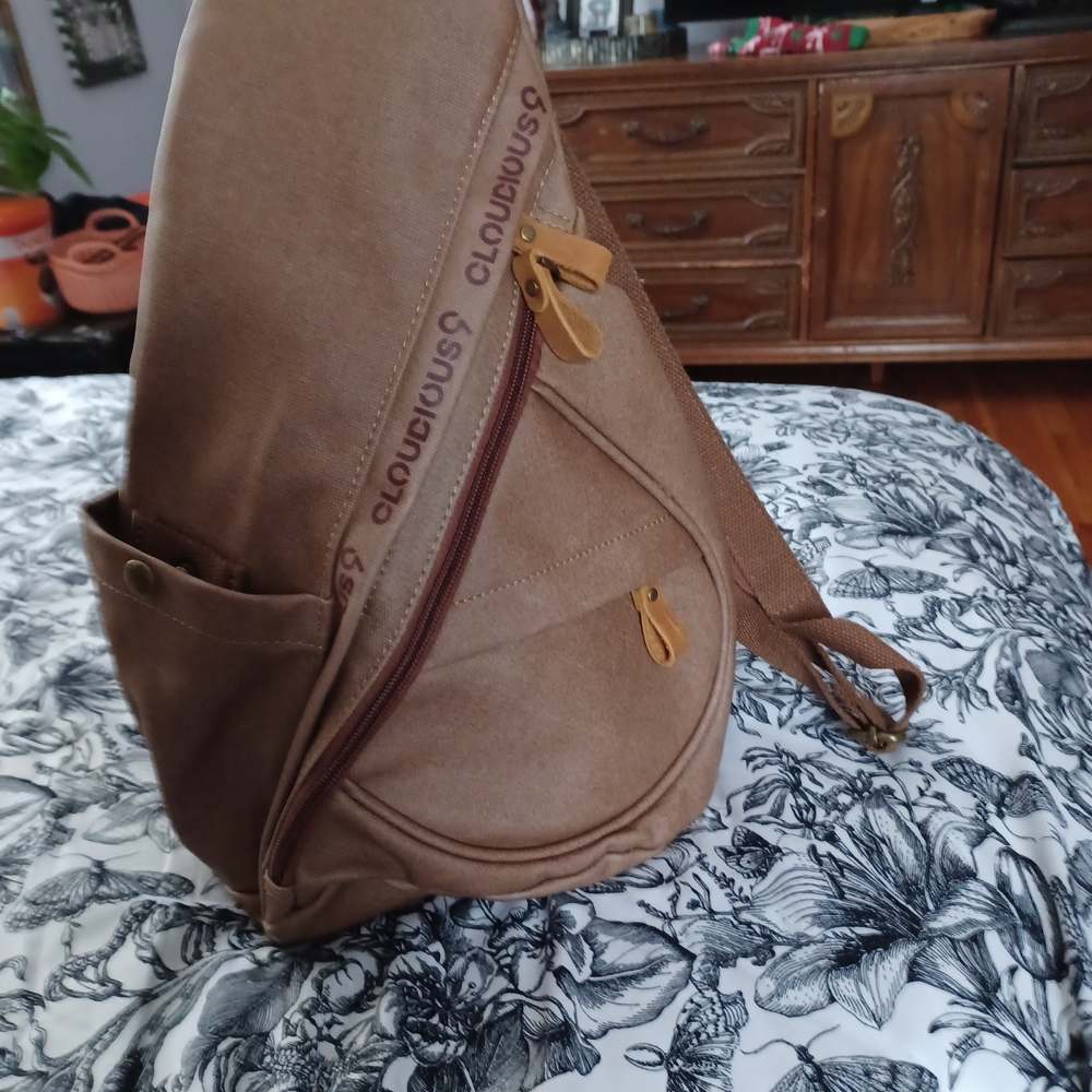 Brown Crossbody Bag with Logo Detail